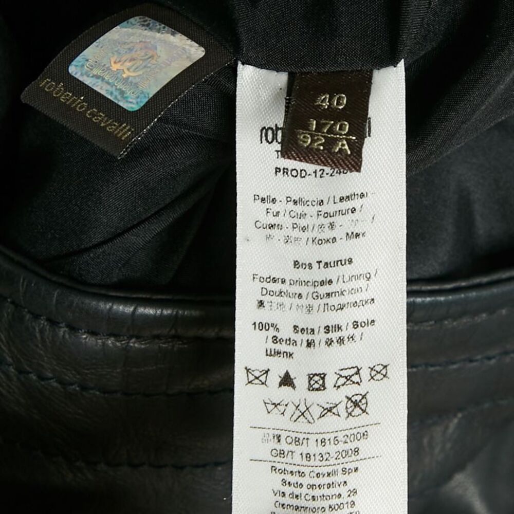 Roberto Cavalli Black Leather Embellished Biker Jacket S - Picture 5 of 5